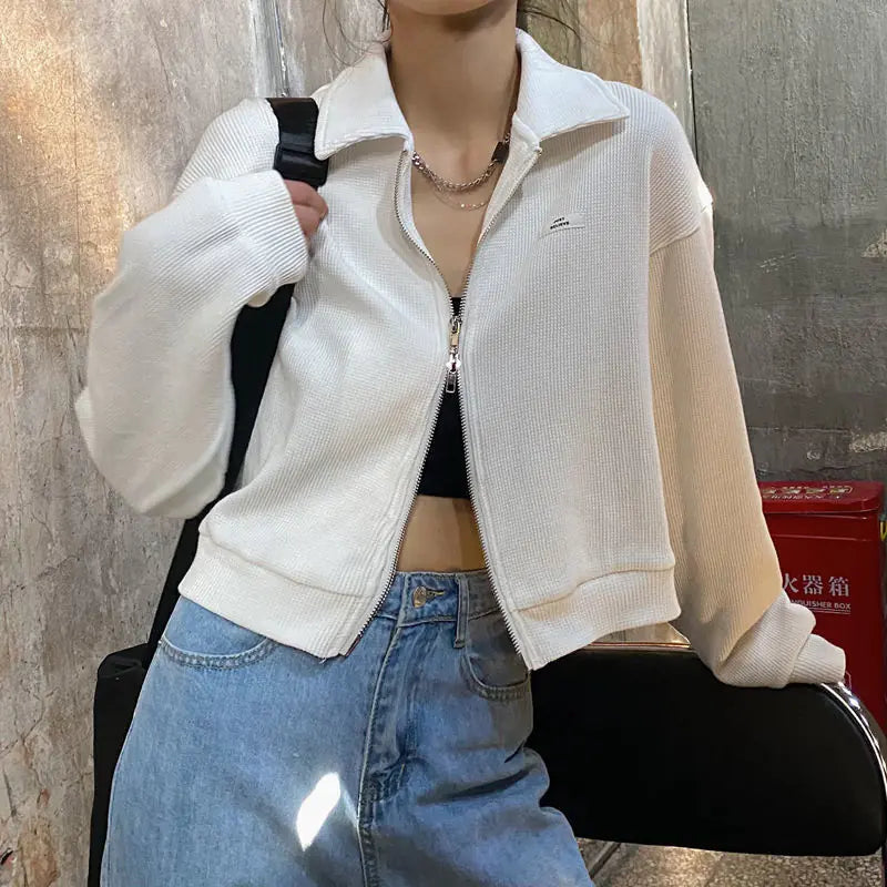 Zipper Cropped Streetwear Jacket 4