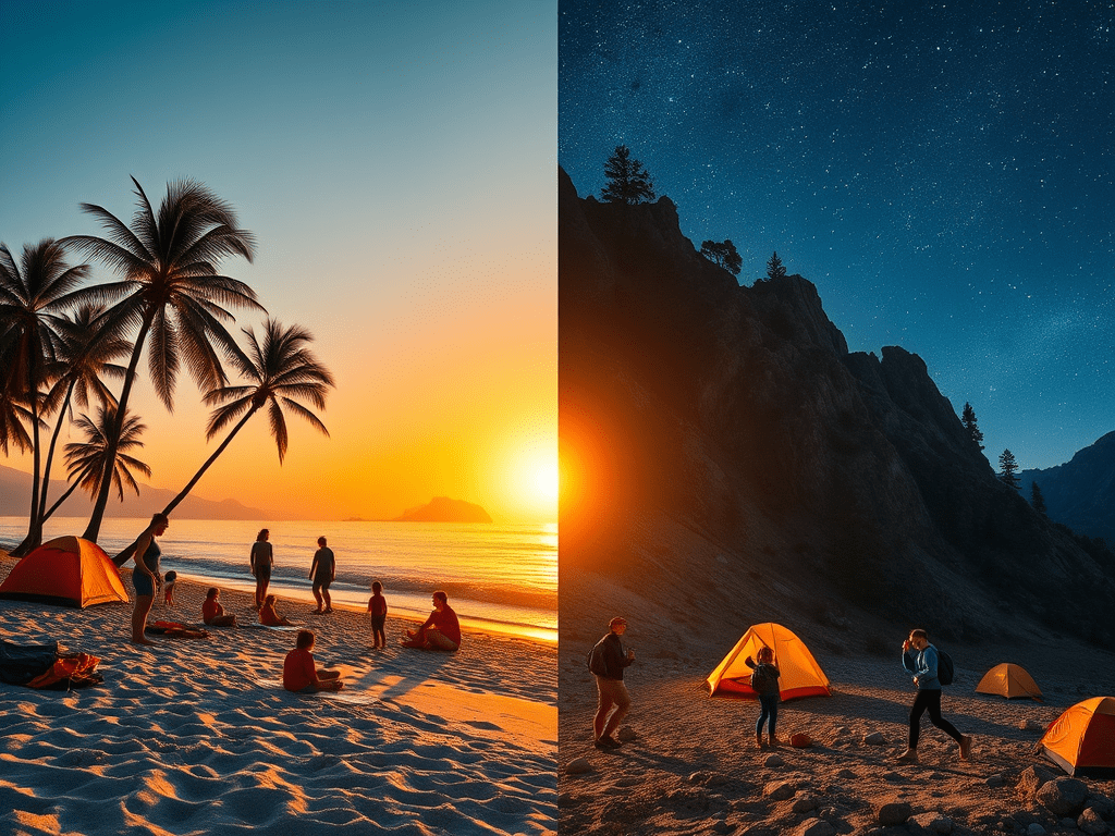 Beach Camping vs. Mountain Camping Near me: Pros, Cons, and Gear You’ll Need